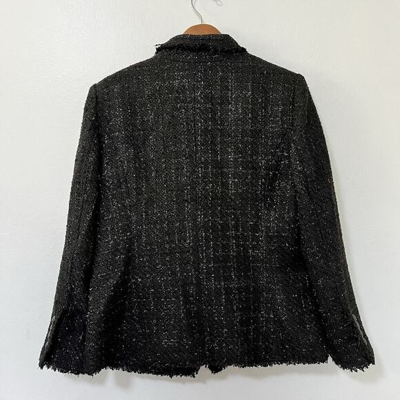 WHBM Studio Tweed Double Breasted Blazer Size 16 Black Goth Witchy Career NWT - Picture 2 of 11